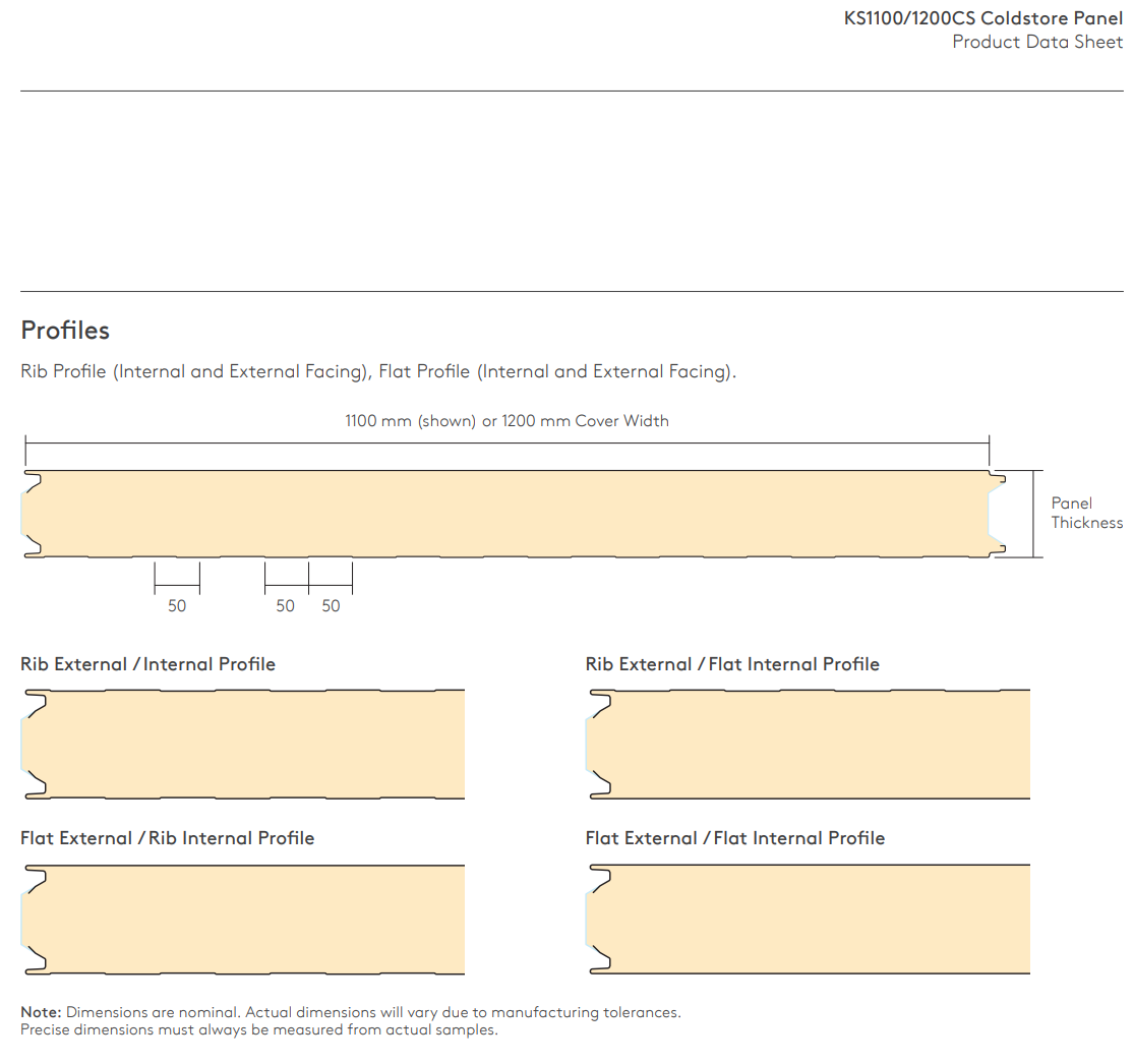 Kingspan KS1100/1200CS Coldstore Panels STEEL SELECT®